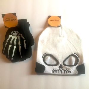 Skeleton Youth Beanie & Skeleton Gloves
